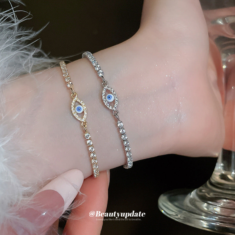 A廠【HB3489】鋯石超閃橢圓眼睛手鍊個性簡約高端氣質手環女輕奢高級感手飾 25.02-2