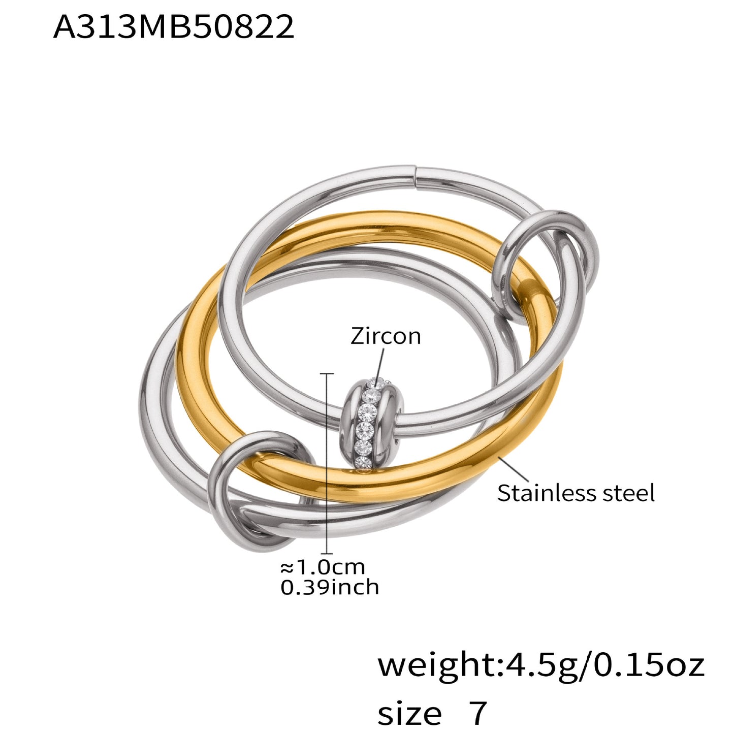B廠【A309】超閃5A鋯石小鑽尾戒三件組戒指不鏽鋼18k鍍金飾品跨境rings
25.10-1