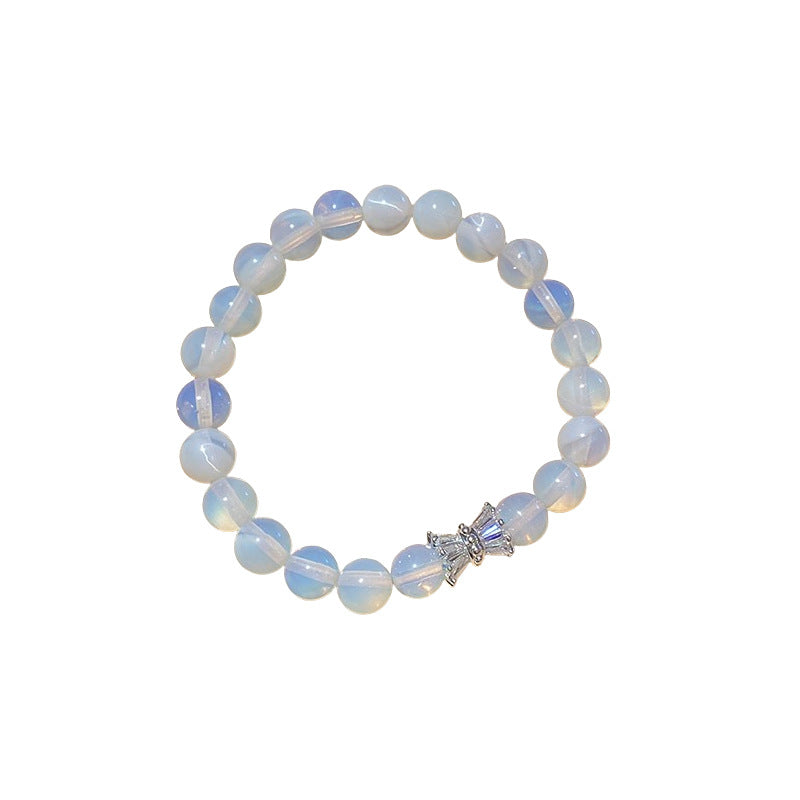 A廠【HB3519】蛋白水晶鋯石蝴蝶結手鍊小眾清新串珠手串高級感時尚百搭手飾手環 25.03-1