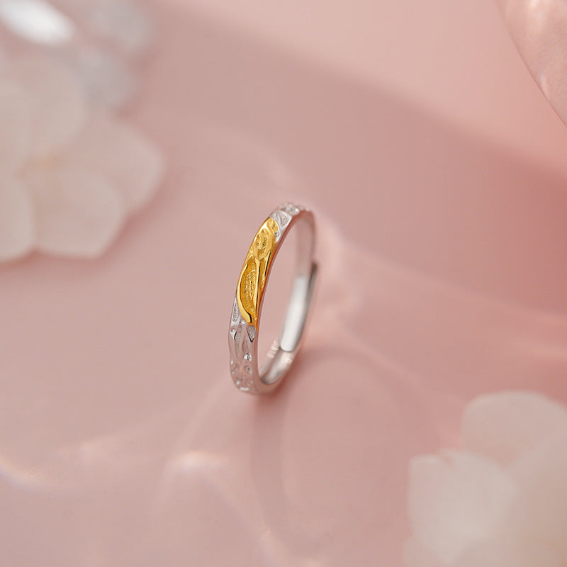 E廠【YC4167R】S999足銀肌理情侶對戒高級設計感簡約輕奢文藝戒指手飾 25.07-1