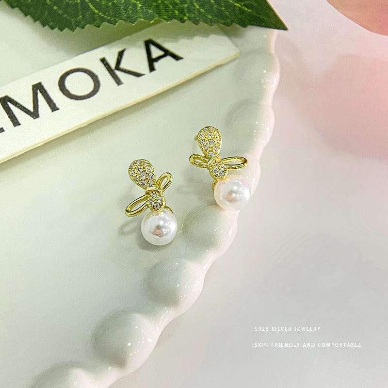 E廠【YC9998E】S925純銀輕奢鏤空蝴蝶珍珠耳環女氣質小眾設計感耳環耳環 24.04-4