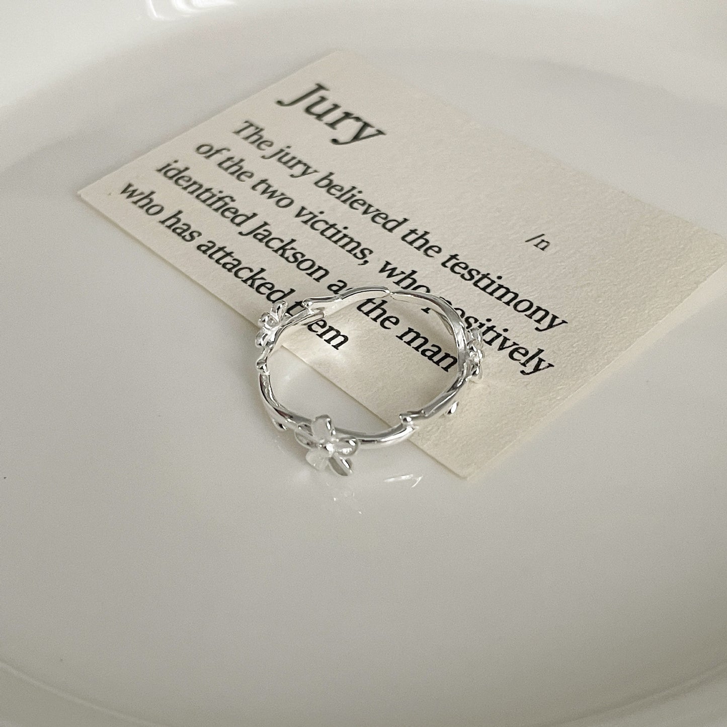 F廠【DQ8631R】足銀999簡約小清新花朵戒指女甜美ins風雛菊藤蔓純銀開口指環 25.05-3