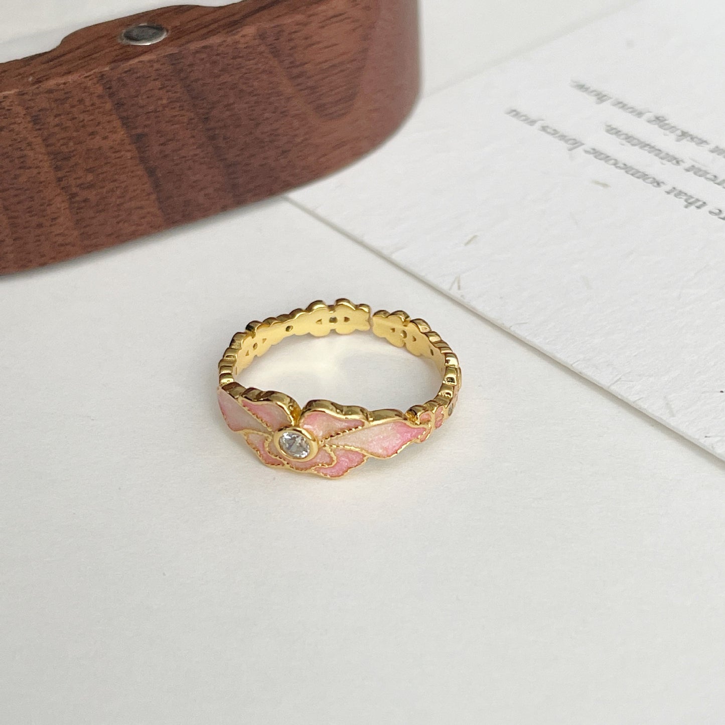 F廠【DQ8417R】S925純銀復古中式逃之夭夭戒指女溫柔氣質漸變桃花甜美食指戒 25.03-3