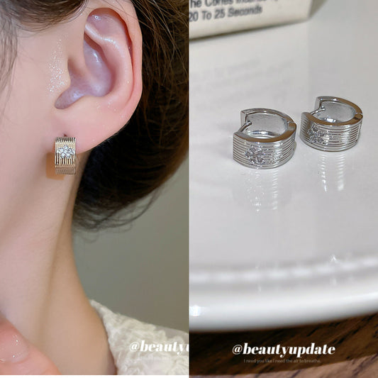 A廠【HE26220】韓系鋯石花朵圓形耳扣簡約冷淡風時尚耳環輕奢高級感小眾耳飾 25.05-1