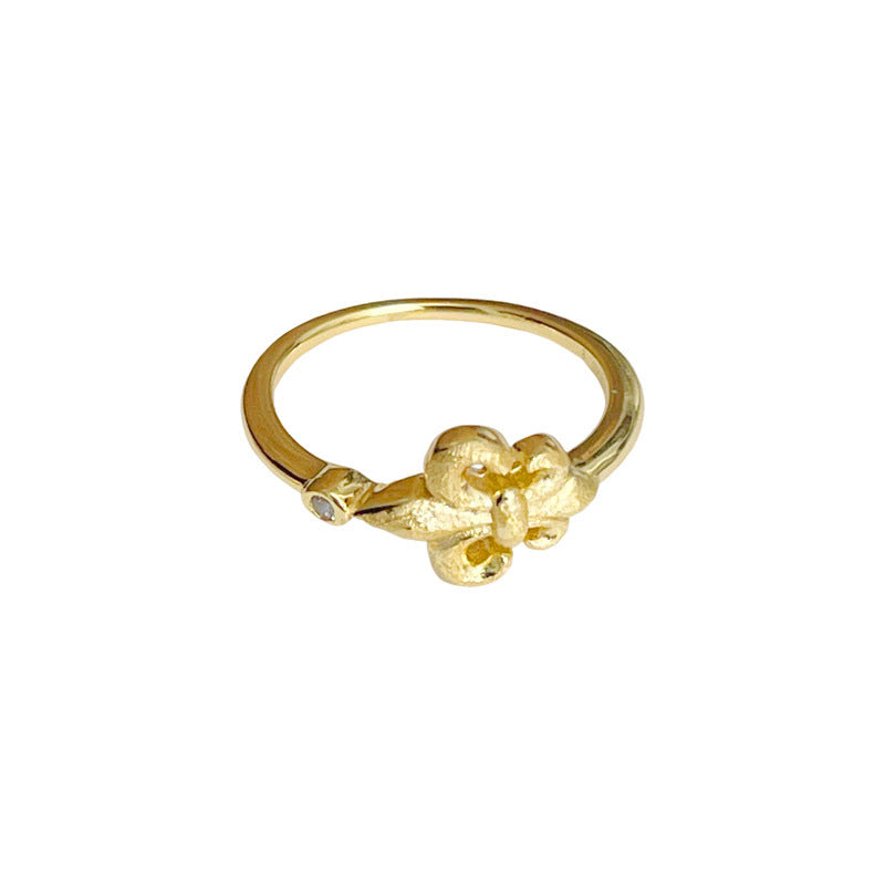 F廠【DQ8186R】中古拉絲鳶尾花戒指女S925純銀小眾設計尾戒精緻高級感指環 25.03-3