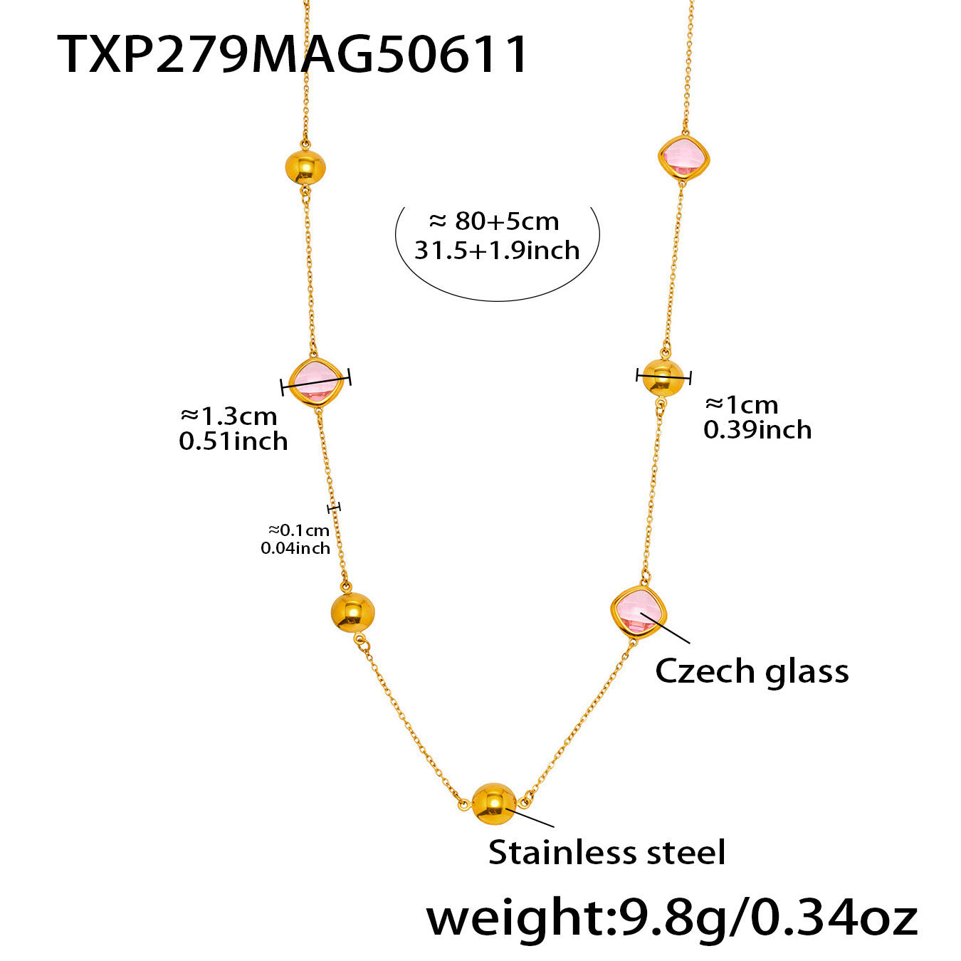 B廠【TXP279】進口切面玻璃石項鍊雙戴項鍊小眾輕奢風不銹鋼18k鍍金 25.06-3