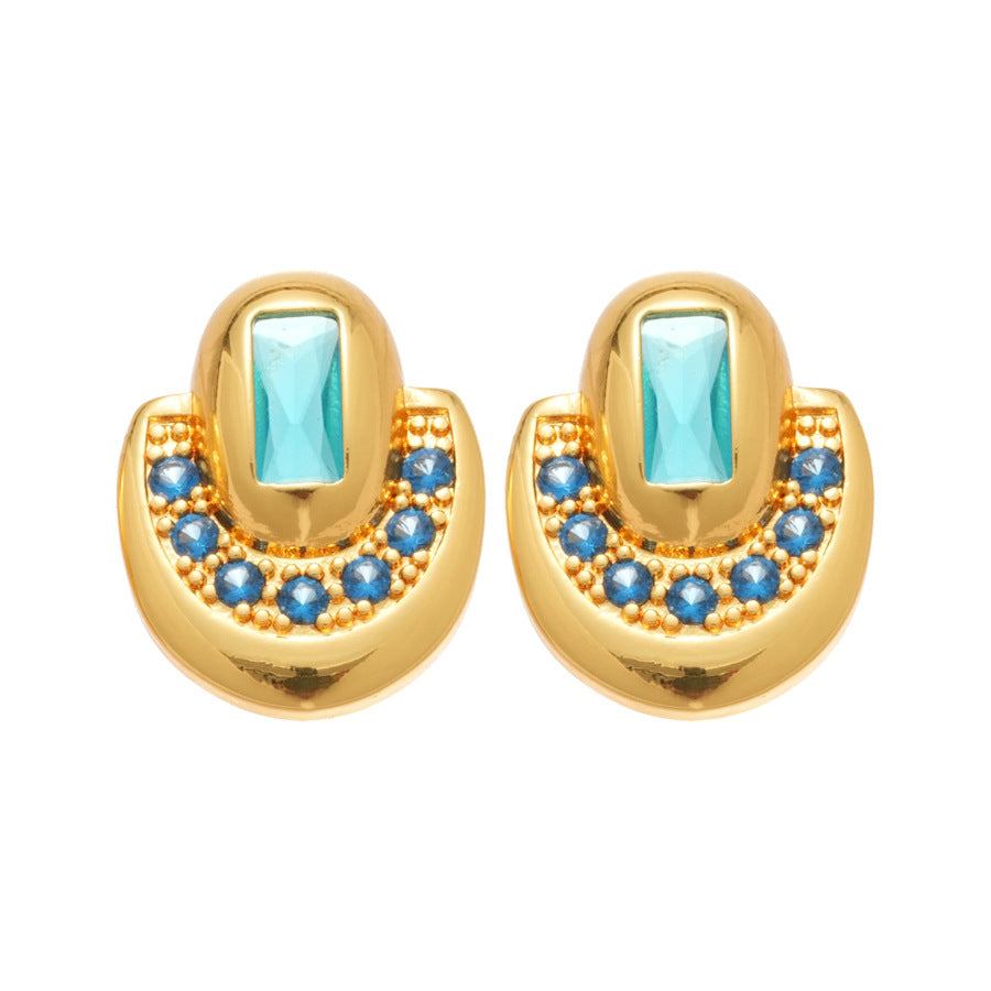 A廠【WE4914】18K真金電鍍925銀針鋯石橢圓形吊墜耳環宮廷風耳環輕奢高級感耳飾女
 25.10-4