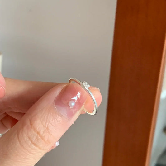 F廠【DQ8618R】S925純銀簡約小巧方糖細戒指女精緻輕奢方形鋯石疊戴開口指環
 25.09-3