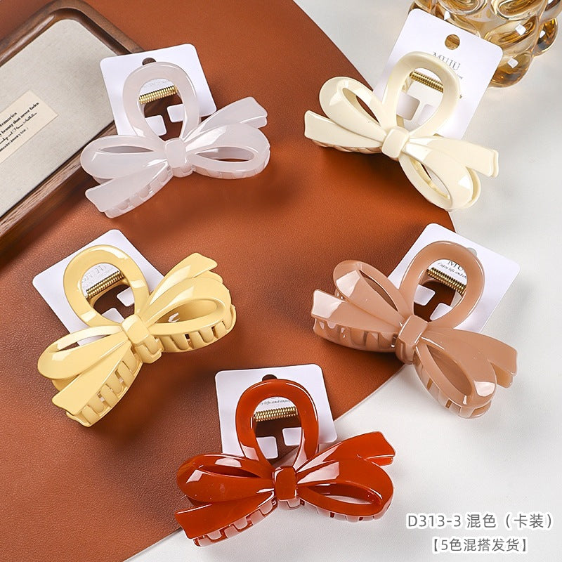 D廠【D313】【卡片裝】新款蝴蝶結抓夾女時尚高級感後腦勺鯊魚夾髮飾髮夾 25.05-3「D廠-單筆結帳需滿,NT$600出貨(不含運費)」