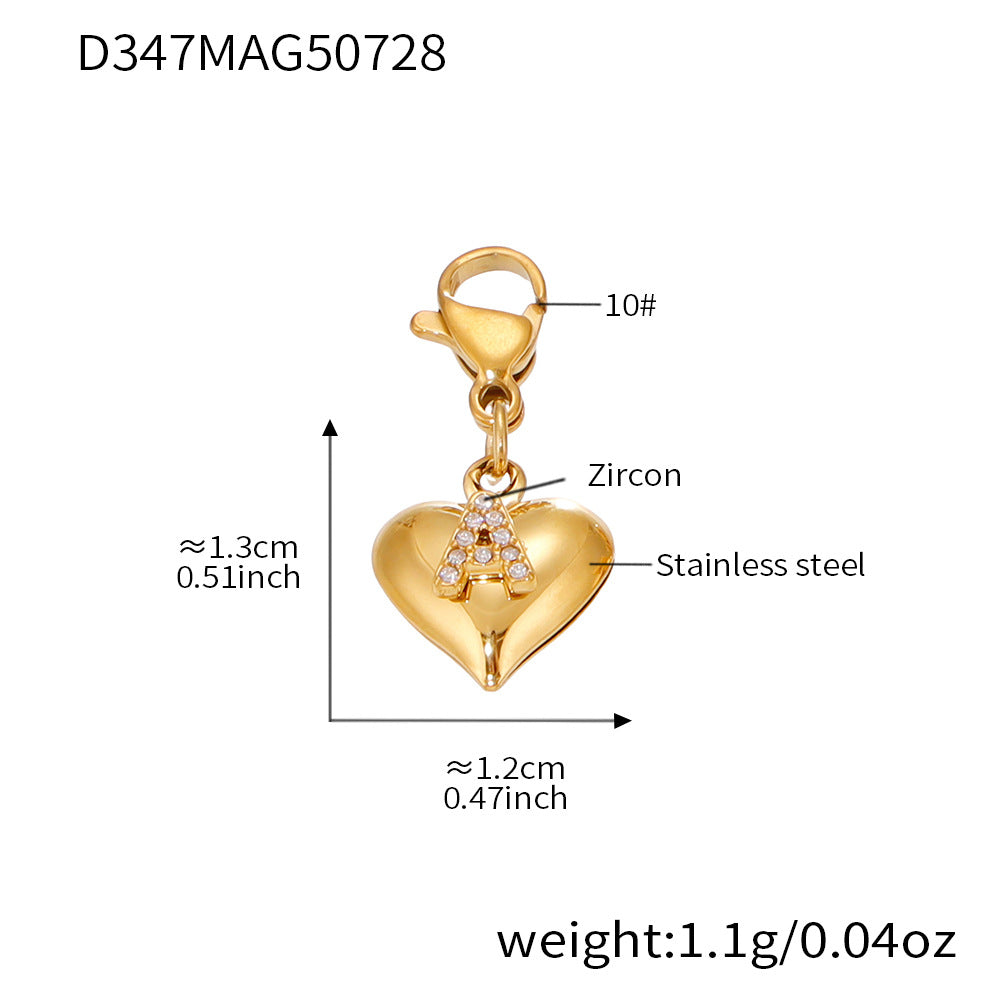 B廠【P1295】超閃5A鋯石字母愛心項鍊跨國時尚新款飾品不鏽鋼材質不掉色 25.08-1