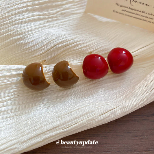 A廠【HE28371】925銀針滴油幾何圓豆豆耳環小清新甜美氣質耳環秋冬新款設計感耳飾
 25.09-1