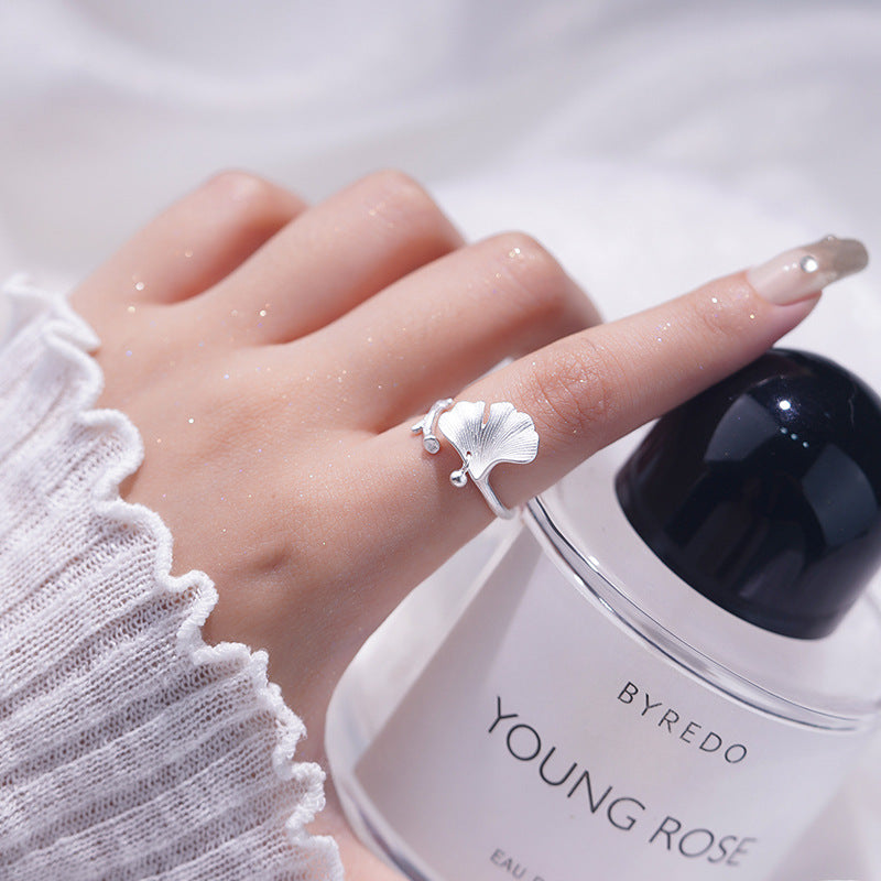 E廠【YC3215R】S925純銀氣質銀杏戒指輕奢高級感小眾設計感2024秋冬款指環 24.11-2