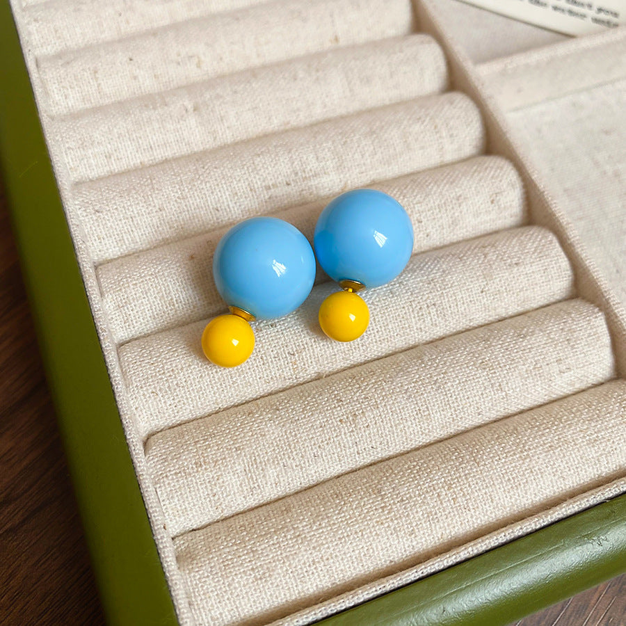 A廠【HE25502】925銀針壓克力圓形耳環新款小巧時尚前後帶耳環女氣質耳飾小眾高級感 25.03-4