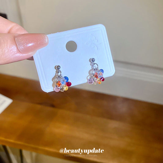 A廠【HE26357】925銀針彩色玻璃珠流蘇耳環森系甜美簡約耳環精緻百搭耳飾設計感小眾 25.05-2