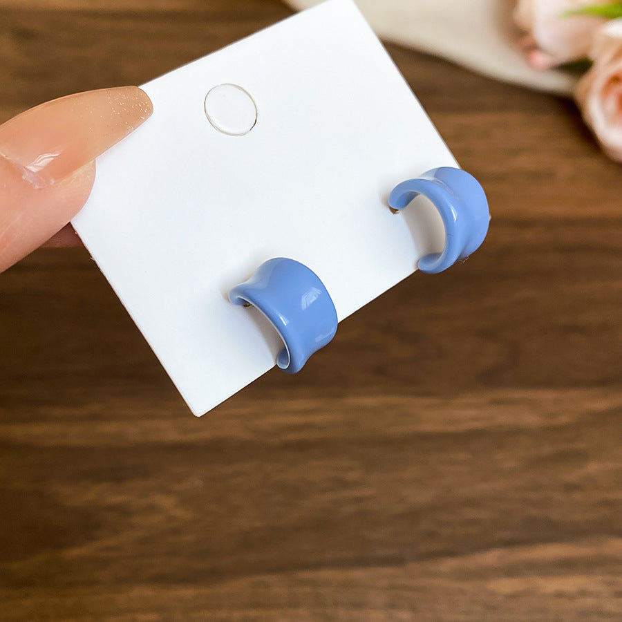 A廠【HE25406】925銀針滴油C型耳環女韓系ins個性簡約耳環高級感氣質耳飾設計感小眾 25.03-3