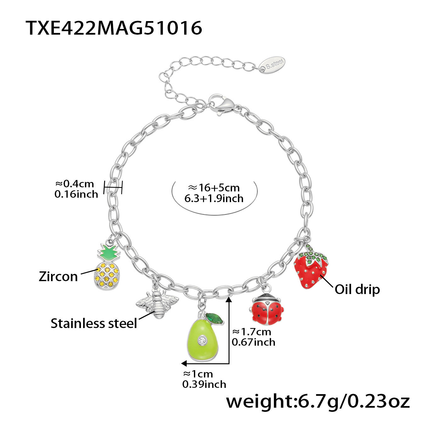 B廠【TXP422】跨境設計5A鋯石彩色滴油夏日水果多配件吊墜項鍊手鍊套裝女
 25.10-4
