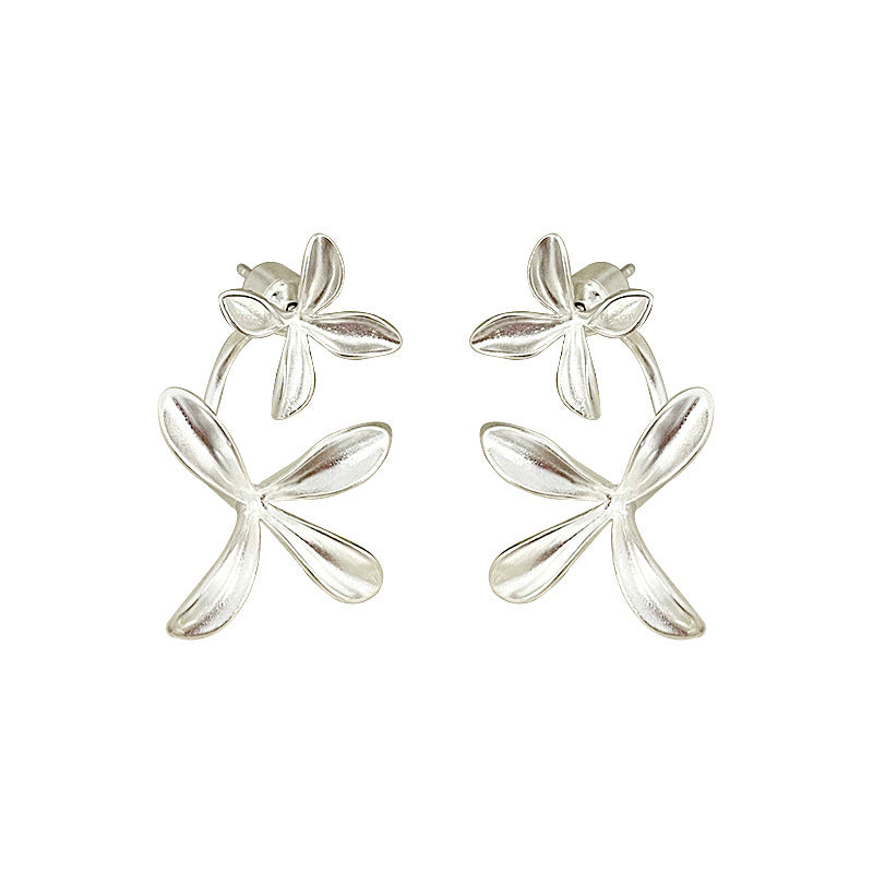 E廠【YC10011E】S925純銀淡雅梔子花後掛式耳環女小眾設計感輕奢耳環 24.03-5