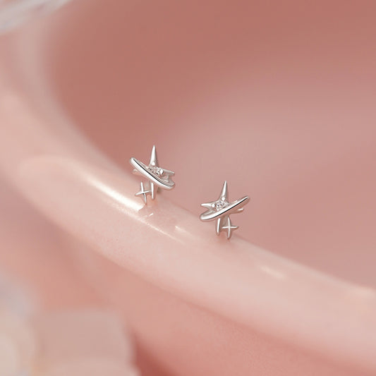 E廠【YC2086E】S999足銀四芒星耳環新款氣質精美文藝高級文藝設計感耳飾 25.06-3