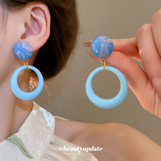 A廠【HE26063】925銀針樹脂簡約圓圈耳環女春夏2025新款耳環時尚百搭耳環設計感小眾 25.04-4