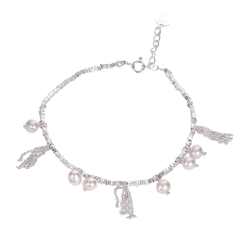 F廠【XDQ0139S】S925純銀ins風淡水珍珠碎銀子手鍊女精緻設計感鏈流蘇手飾
25.11-1