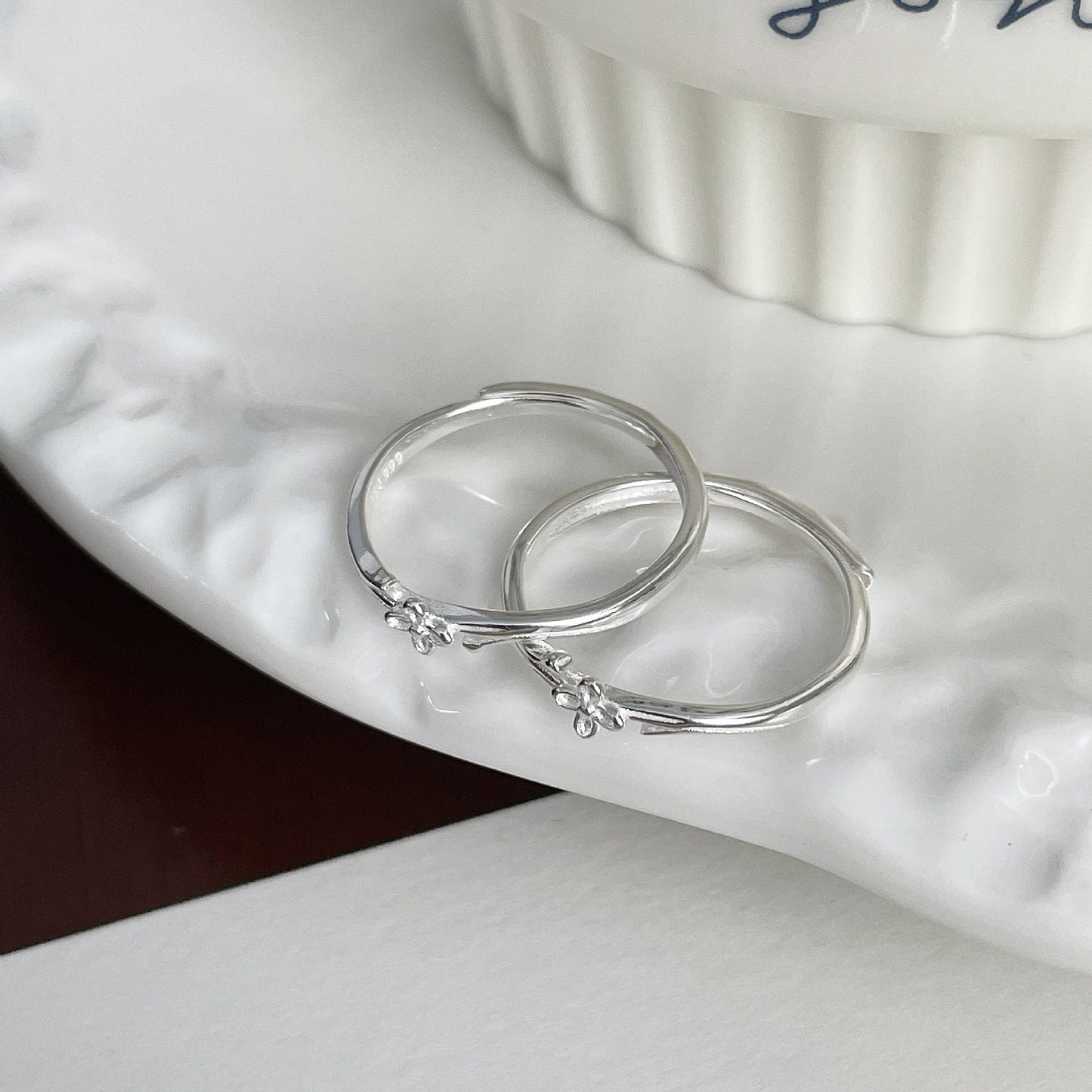 F廠【DQ8421R】足銀999簡約小清新丁香花戒指女ins精緻小眾花朵純銀開口指環 25.06-1