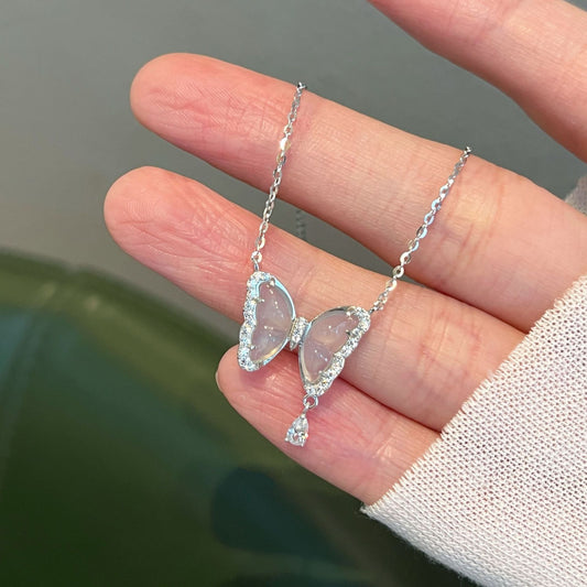 F廠【DQ1255N】新中式白玉髓蝴蝶項鍊女S925純銀輕奢高級感冰透鎖骨鏈潮
 25.10-1