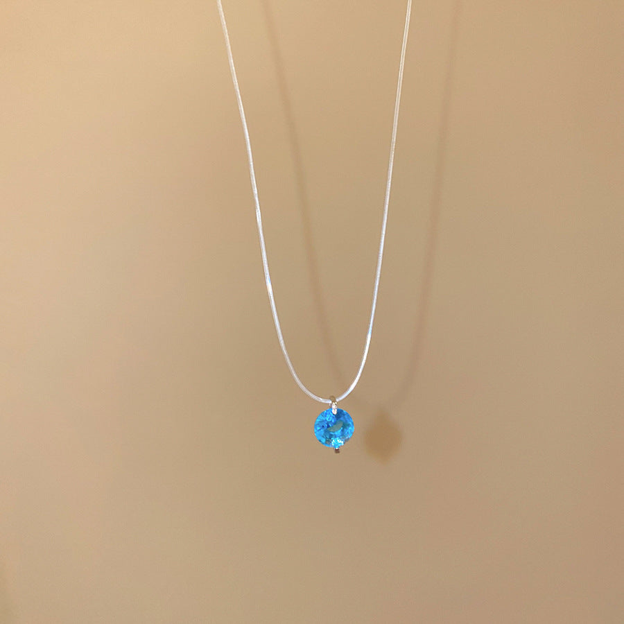 A廠【HN8744】鋯石圓形水滴吊墜項鍊時尚簡約小眾設計感鎖骨鏈輕奢高級感項鍊飾女 25.06-4