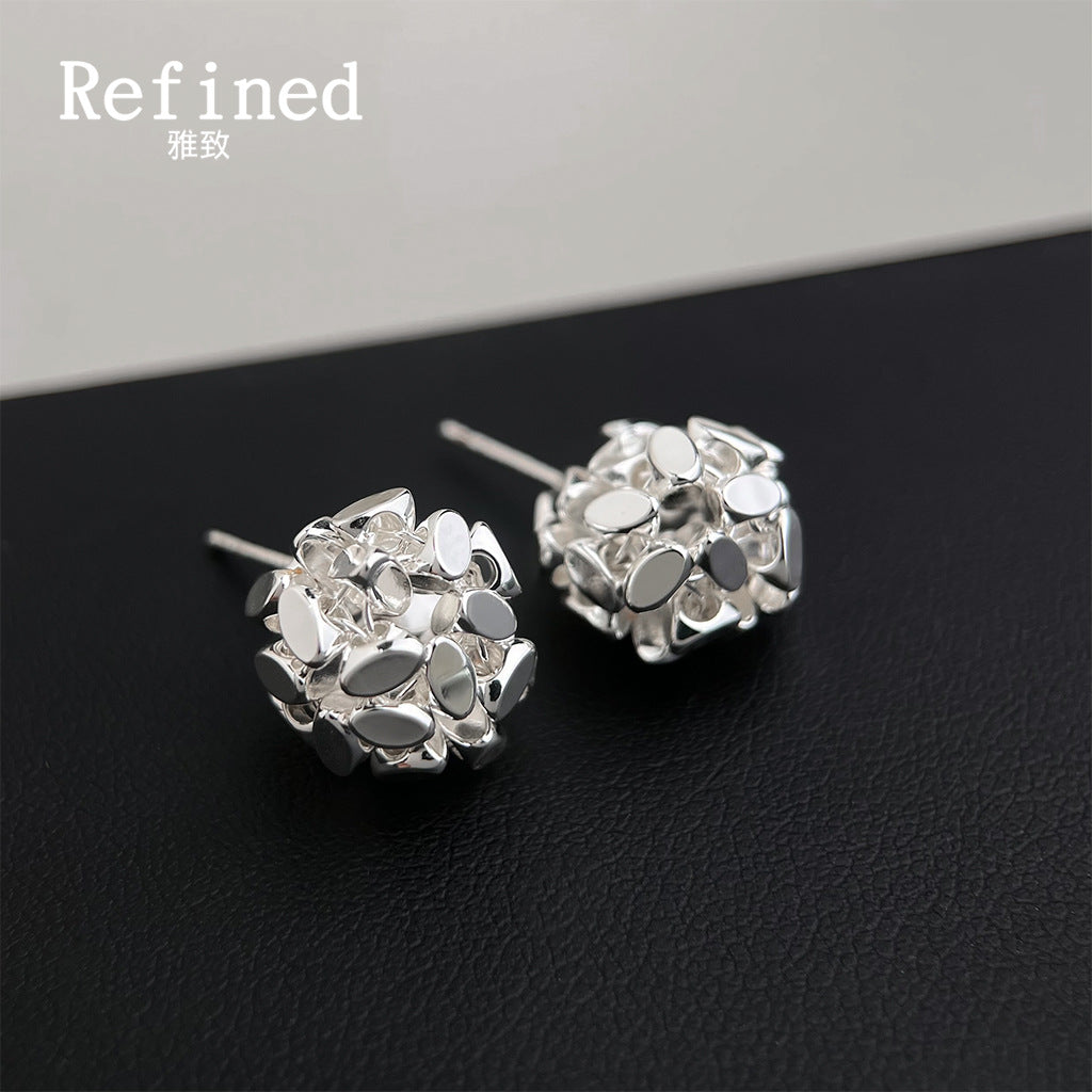 C廠【5797】爆閃不規則小圓圈耳環女手工編織碎銀立體輕奢高級感小眾耳飾 25.03-4