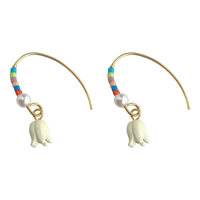 C廠【4183】原創設計~清新甜美手工藝設計感花朵耳環女氣質優雅鈴蘭花耳環 24.05-5