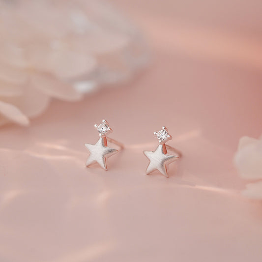 E廠【YC9175E】S999足銀輕奢焦點石五角星耳環女精緻簡約可愛小巧耳飾 25.06-2