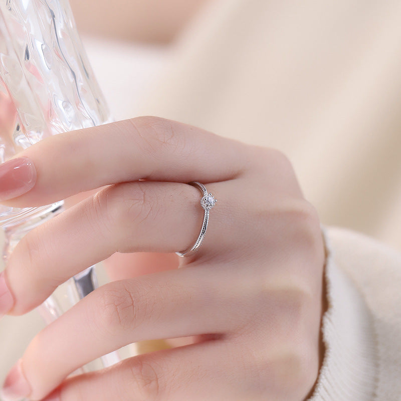 E廠【YC3221R】S925純銀新款鋯石戒指女輕奢小眾設計感幾何簡約開口指環 24.12-3