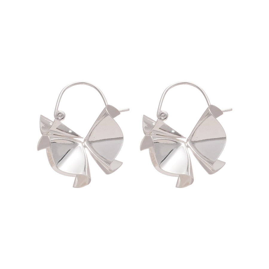 A廠【HE27599】褶皺亮面花朵籃子耳環歐美跨境冷淡風氣質耳環時尚耳環設計感小眾 25.07-2