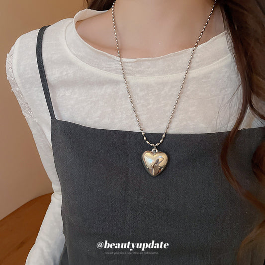 A廠【HN7603】個性百搭愛心吊墜項鍊韓系簡約時尚潮流鎖骨鏈小眾高級感項鍊 25.06-2
