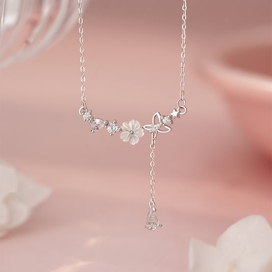 E廠【YC0329N】S999足銀森系清新甜美氣質淑女設計感高級精美小眾鎖骨鏈 25.06-4