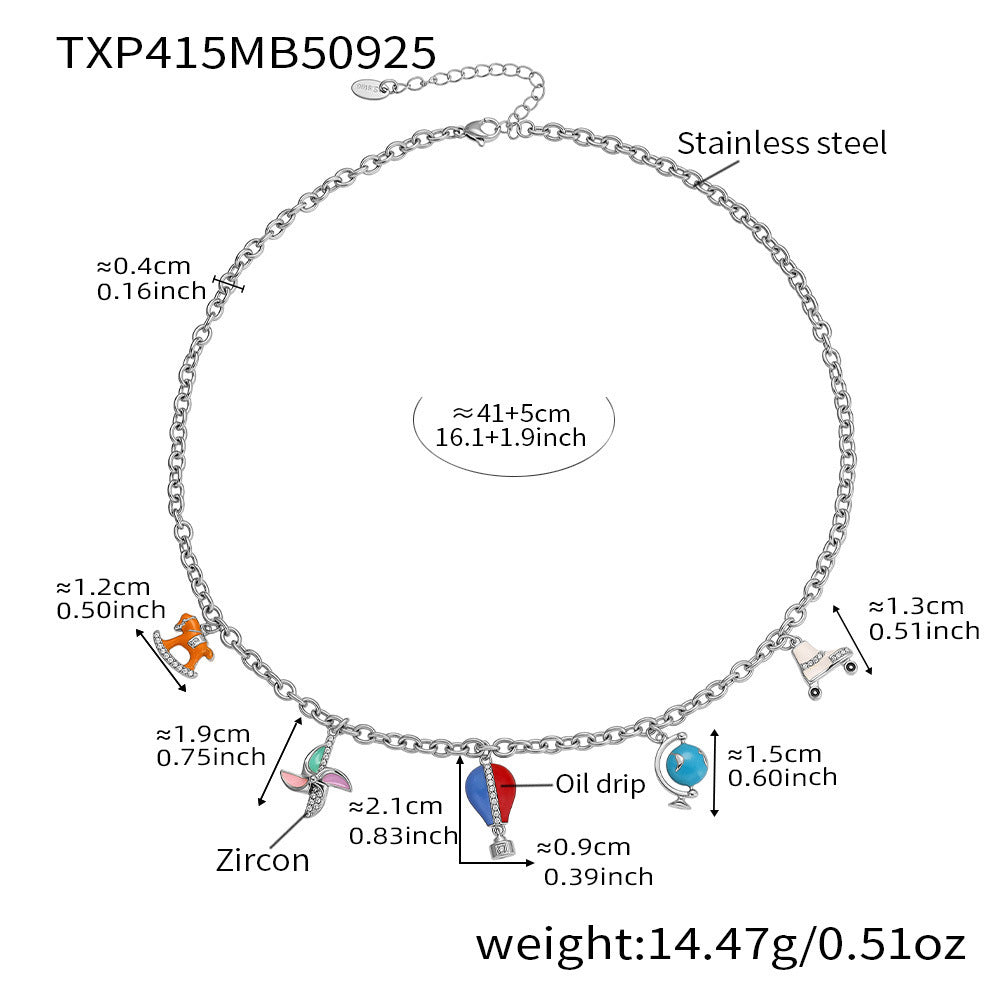 B廠【TXP422】跨境設計5A鋯石彩色滴油夏日水果多配件吊墜項鍊手鍊套裝女
 25.10-4