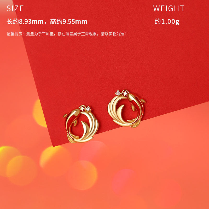 E廠【YC3241N】原創S999足銀年年有魚雙錦鯉耳環新年和田玉手鍊鎖骨鏈
 25.10-4