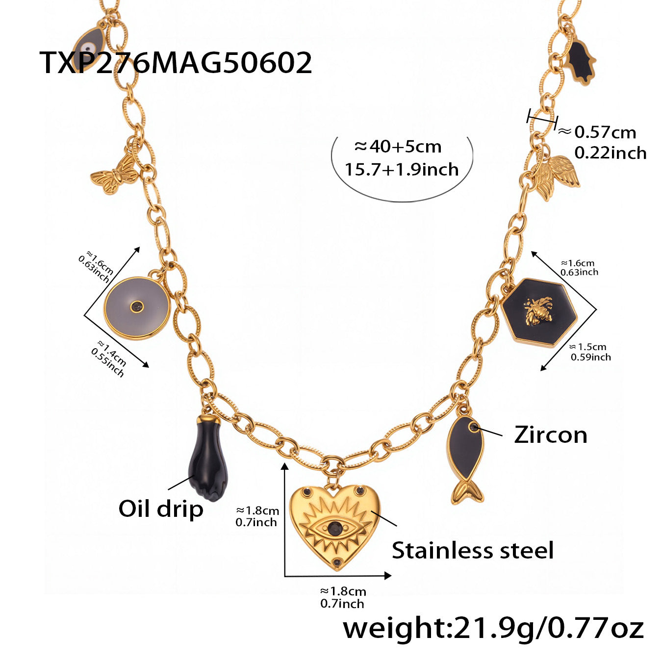 B廠【TXP276】歐美飾品不銹鋼批花紋鏈紅色愛心滴油DIY多配件手鍊項鍊女 25.06-1