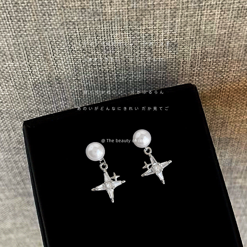 C廠【4835】一款兩戴可拆卸~微鑲鋯石八芒星個性甜酷風前後戴耳飾女 新款耳環 24.09-3