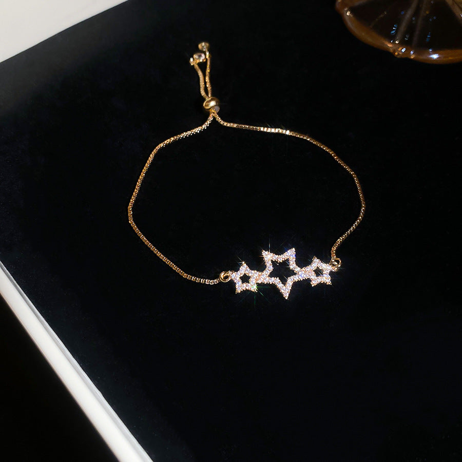 A廠【HB3619】不規則鋯石星星可調式手鍊輕奢高級感手環精緻時尚氣質百搭手飾女 25.03-3
