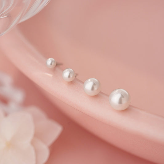 E廠【YC6134E】S999足銀施家珍珠耳環多尺寸簡約風文藝復古法式精緻耳飾 25.06-3