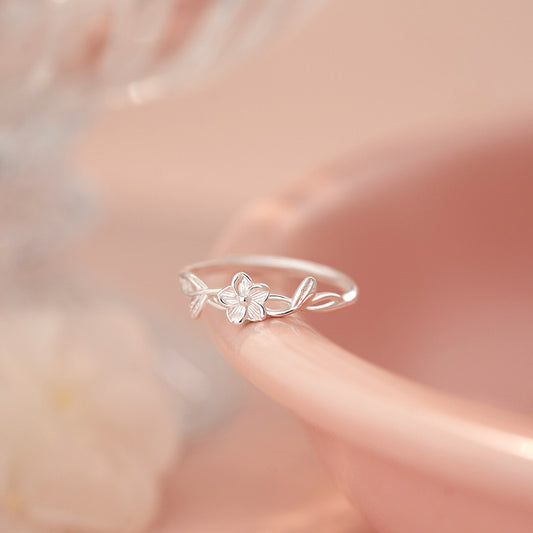 E廠【YC5041R】S999足銀纏繞花朵戒指新款小眾個性設計簡約精緻高級手飾 25.05-2