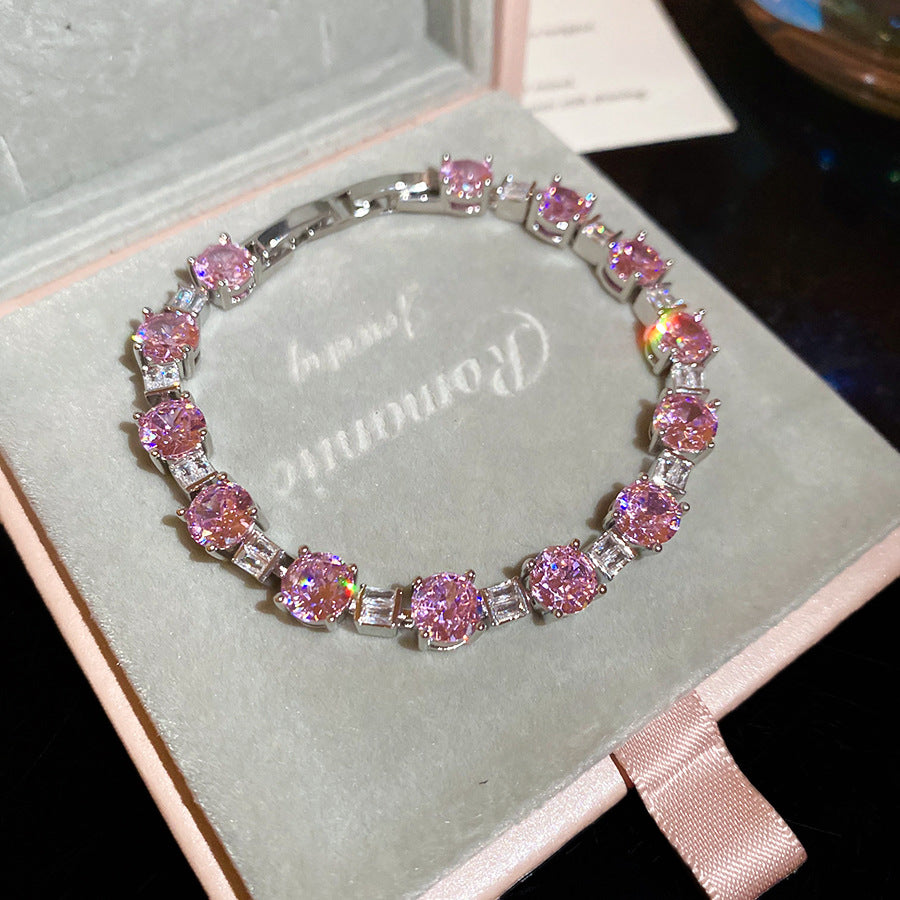 A廠【WB1472】超閃鋯石幾何圓形卡扣手鍊時尚優雅氣質手環精緻輕奢高級感手飾女 25.08-2