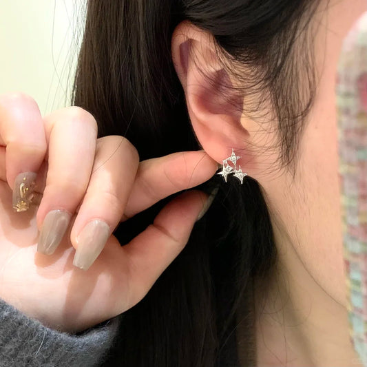 E廠【XDQ10675E】小眾設計S925純銀四芒星耳環女精緻氣質鑲鋯石星星時尚耳環潮
26.04-3