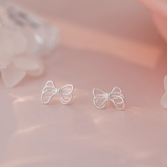 E廠【YC4213E】S925公主純銀蝴蝶結耳環精緻精緻設計簡約韓風大象飾 25.06-2