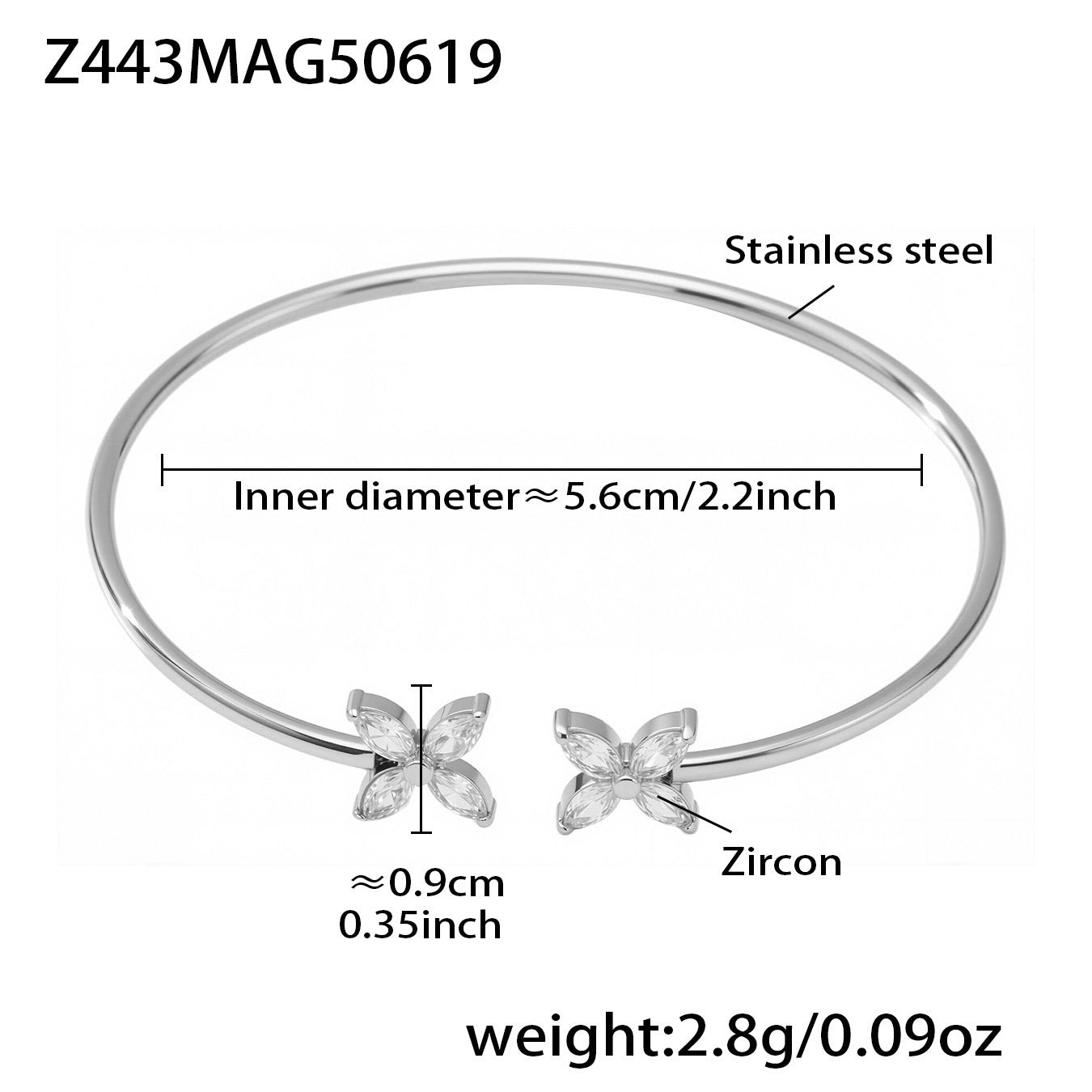 B廠【Z440】海洋沙灘風幾何海星造型鑲5A鋯石開口手鐲不鏽鋼鍍18k真金 25.06-4