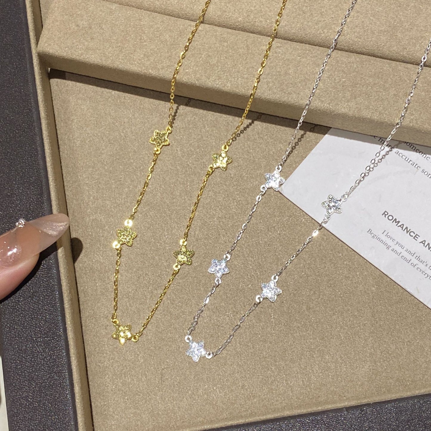 F廠【XDQ0045N】S925純銀韓版迷你星星項鍊女精緻爆閃CNC車花星形百搭鎖骨鏈
 25.10-5