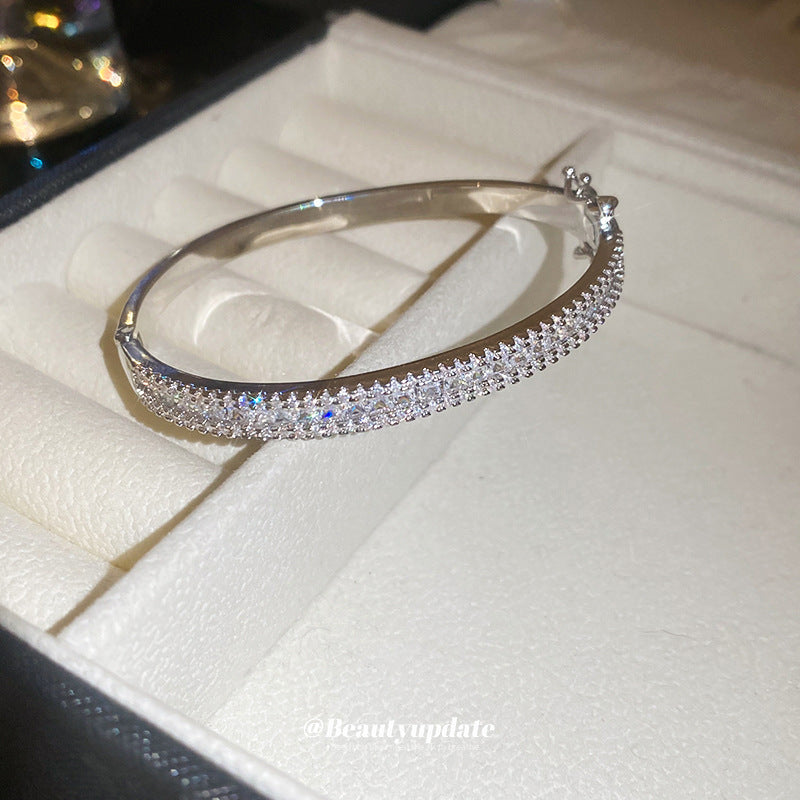 A廠【HB3531】鋯石長方形卡扣手鐲女個性簡約冷淡風氣質手鐲小眾高級感手飾 25.03-1