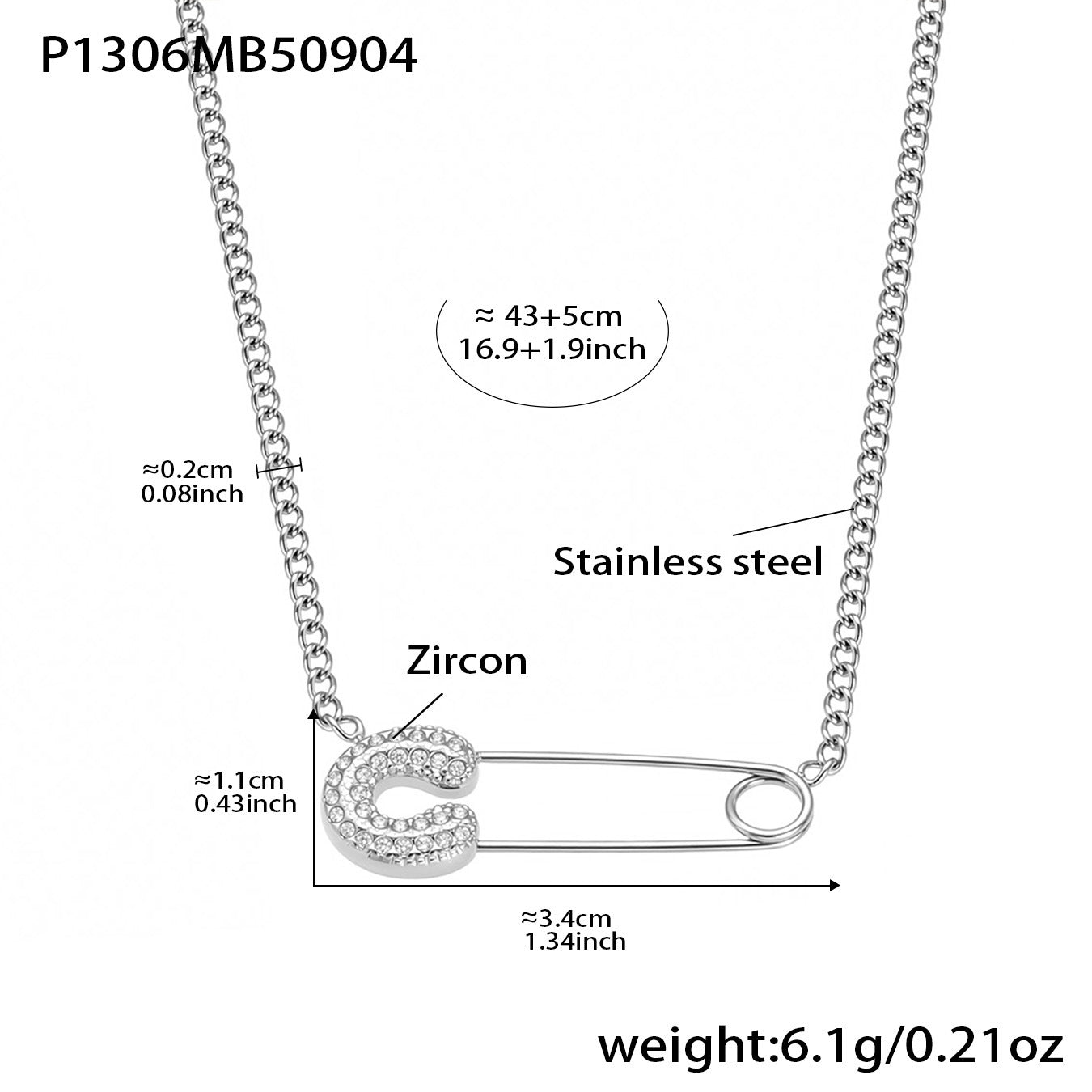 B廠【P1306】歐美飾品不鏽鋼迴紋針帶鑽星星吊墜鎖骨項鍊小眾設計感頸鍊
25.09-2