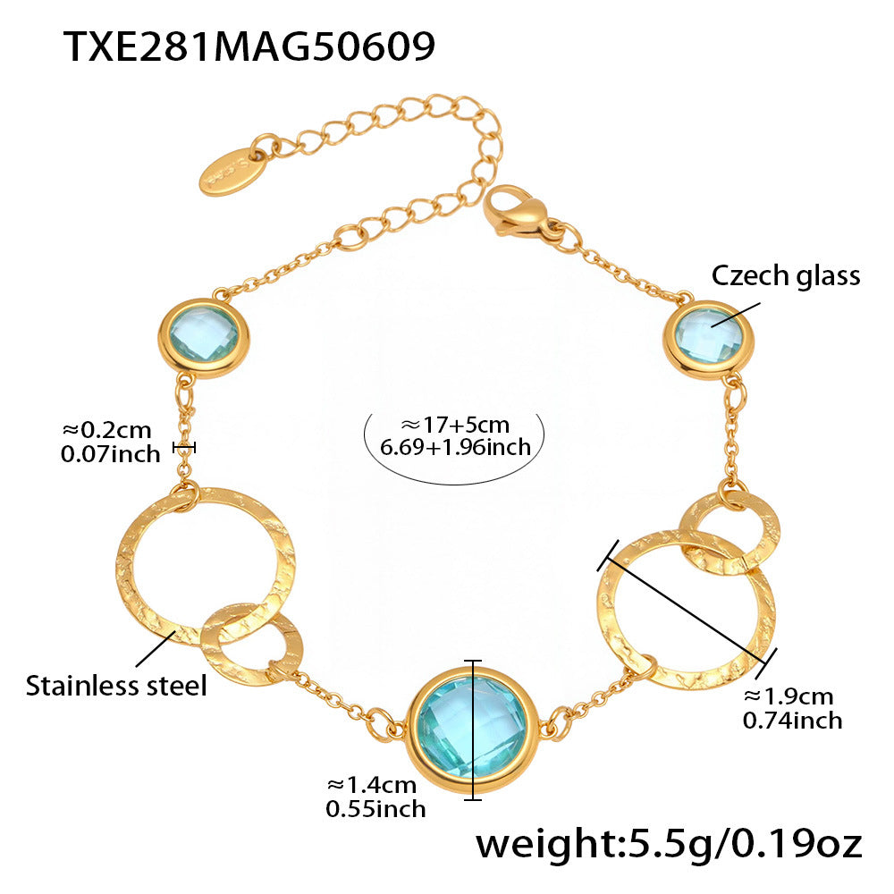 B廠【TXE281】超閃透亮捷克玻璃圓環手鍊精緻高級商品珠寶飾品 25.06-3