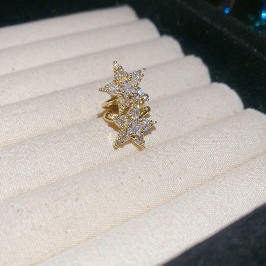 A廠【HE25696】鋯石簡約星星無耳洞耳骨夾小眾設計時尚耳夾耳環輕奢高級感耳飾女 25.04-2